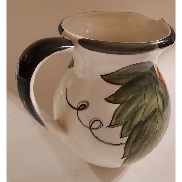 Harvest Pitcher Hand Painted Portugal Pumpkin Fall Jay Wilfred Andrea Sedak - Picture 6 of 14